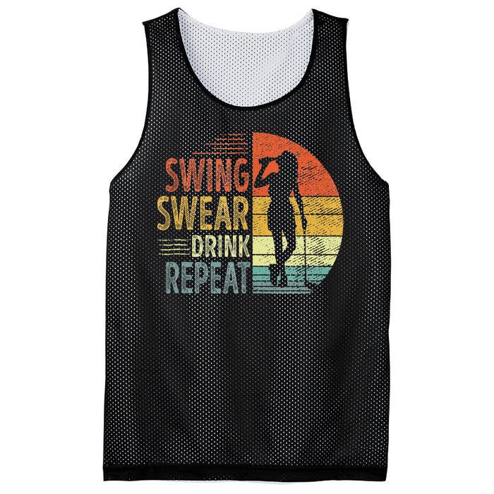 Swing Swear Drink Repeat Love Golf Golfer Women Girl Mesh Reversible Basketball Jersey Tank