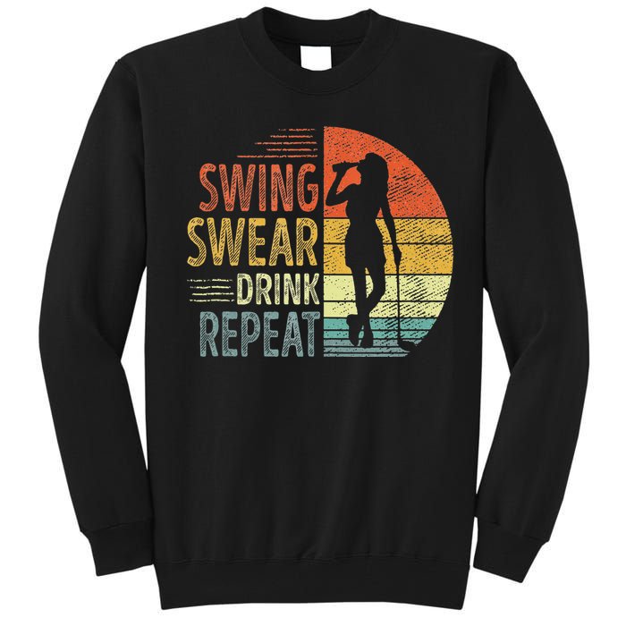 Swing Swear Drink Repeat Love Golf Golfer Women Girl Tall Sweatshirt