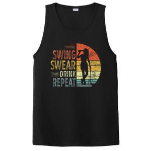 Swing Swear Drink Repeat Love Golf Golfer Women Girl PosiCharge Competitor Tank