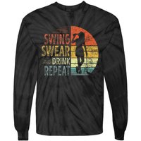 Swing Swear Drink Repeat Love Golf Golfer Women Girl Tie-Dye Long Sleeve Shirt