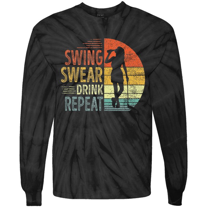 Swing Swear Drink Repeat Love Golf Golfer Women Girl Tie-Dye Long Sleeve Shirt