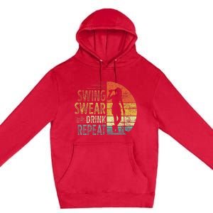 Swing Swear Drink Repeat Love Golf Golfer Women Girl Premium Pullover Hoodie