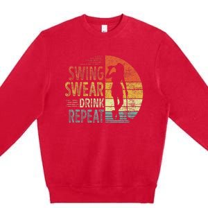 Swing Swear Drink Repeat Love Golf Golfer Women Girl Premium Crewneck Sweatshirt