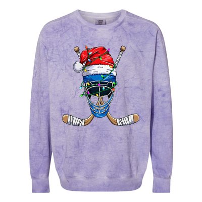 Santa Sports Design For Christmas Hockey Player Colorblast Crewneck Sweatshirt