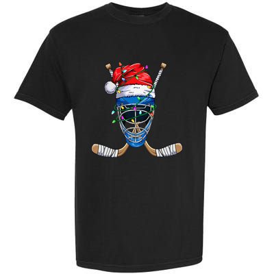 Santa Sports Design For Christmas Hockey Player Garment-Dyed Heavyweight T-Shirt