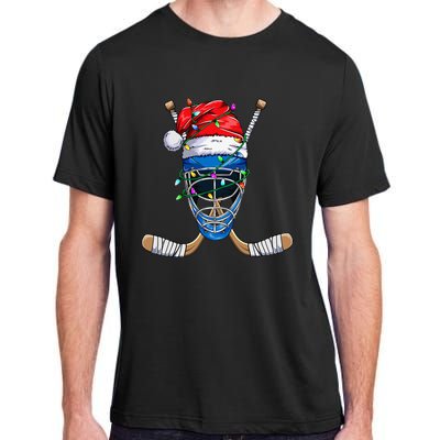 Santa Sports Design For Christmas Hockey Player Adult ChromaSoft Performance T-Shirt