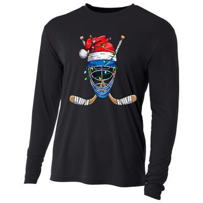 Santa Sports Design For Christmas Hockey Player Cooling Performance Long Sleeve Crew