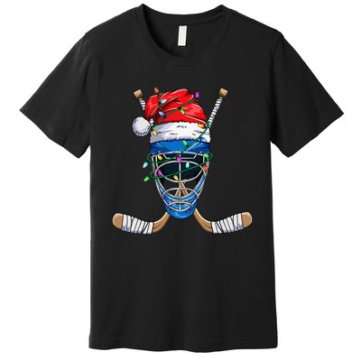 Santa Sports Design For Christmas Hockey Player Premium T-Shirt