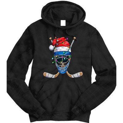 Santa Sports Design For Christmas Hockey Player Tie Dye Hoodie