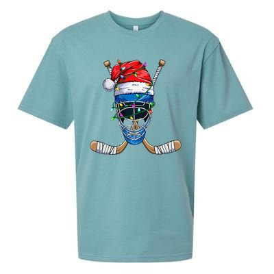 Santa Sports Design For Christmas Hockey Player Sueded Cloud Jersey T-Shirt