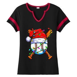 Santa Sports Design For Christmas Baseball Player Ladies Halftime Notch Neck Tee