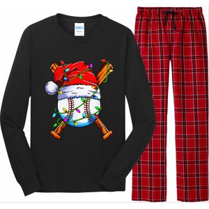 Santa Sports Design For Christmas Baseball Player Long Sleeve Pajama Set