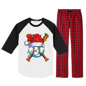 Santa Sports Design For Christmas Baseball Player Raglan Sleeve Pajama Set