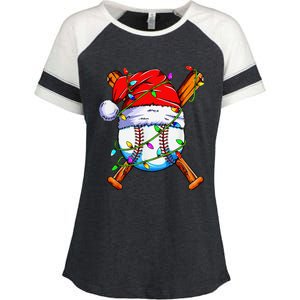 Santa Sports Design For Christmas Baseball Player Enza Ladies Jersey Colorblock Tee