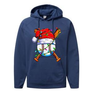 Santa Sports Design For Christmas Baseball Player Performance Fleece Hoodie