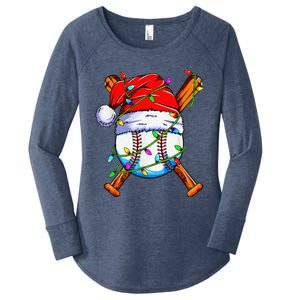 Santa Sports Design For Christmas Baseball Player Women's Perfect Tri Tunic Long Sleeve Shirt