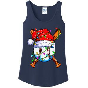 Santa Sports Design For Christmas Baseball Player Ladies Essential Tank