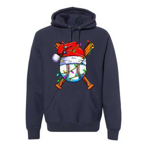 Santa Sports Design For Christmas Baseball Player Premium Hoodie