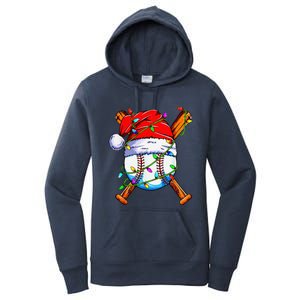 Santa Sports Design For Christmas Baseball Player Women's Pullover Hoodie