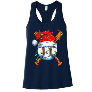 Santa Sports Design For Christmas Baseball Player Women's Racerback Tank