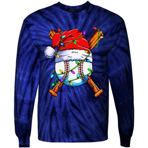 Santa Sports Design For Christmas Baseball Player Tie-Dye Long Sleeve Shirt