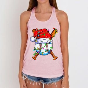 Santa Sports Design For Christmas Baseball Player Women's Knotted Racerback Tank