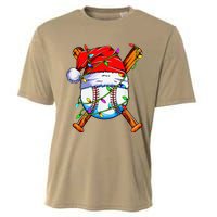 Santa Sports Design For Christmas Baseball Player Cooling Performance Crew T-Shirt