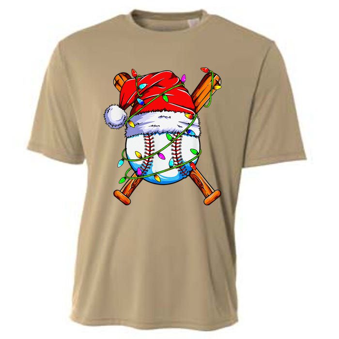 Santa Sports Design For Christmas Baseball Player Cooling Performance Crew T-Shirt