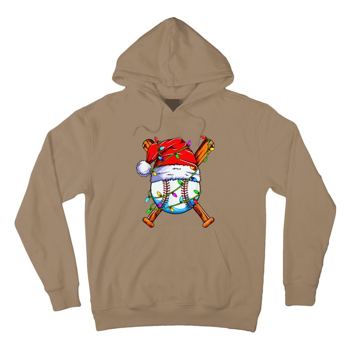 Santa Sports Design For Christmas Baseball Player Hoodie