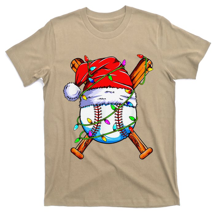 Santa Sports Design For Christmas Baseball Player T-Shirt