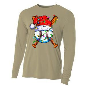 Santa Sports Design For Christmas Baseball Player Cooling Performance Long Sleeve Crew