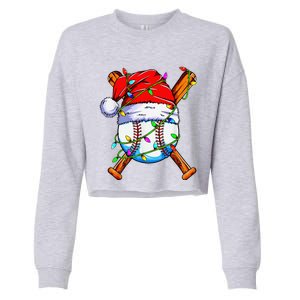 Santa Sports Design For Christmas Baseball Player Cropped Pullover Crew