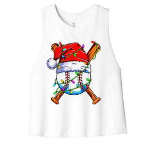 Santa Sports Design For Christmas Baseball Player Women's Racerback Cropped Tank