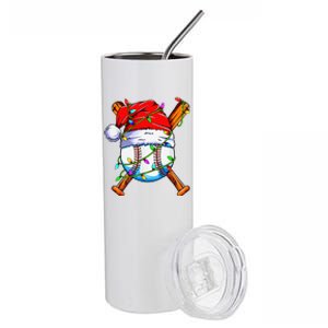 Santa Sports Design For Christmas Baseball Player Stainless Steel Tumbler