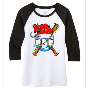 Santa Sports Design For Christmas Baseball Player Women's Tri-Blend 3/4-Sleeve Raglan Shirt