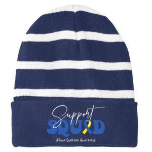 Support Squad Down Syndrome Awareness Month Striped Beanie with Solid Band