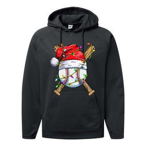 Santa Sports Design For Christmas Baseball Player Performance Fleece Hoodie