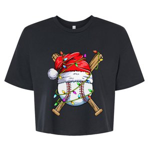 Santa Sports Design For Christmas Baseball Player Bella+Canvas Jersey Crop Tee