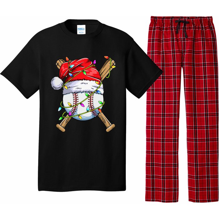 Santa Sports Design For Christmas Baseball Player Pajama Set