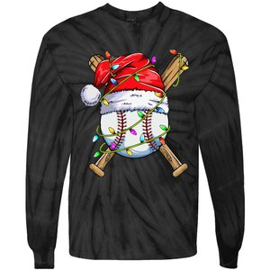 Santa Sports Design For Christmas Baseball Player Tie-Dye Long Sleeve Shirt