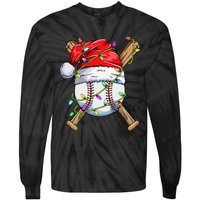 Santa Sports Design For Christmas Baseball Player Tie-Dye Long Sleeve Shirt