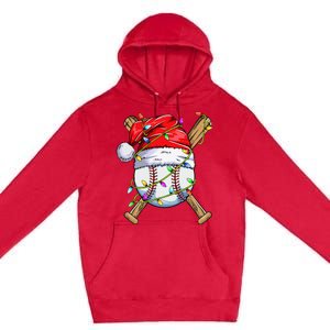 Santa Sports Design For Christmas Baseball Player Premium Pullover Hoodie