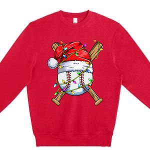 Santa Sports Design For Christmas Baseball Player Premium Crewneck Sweatshirt