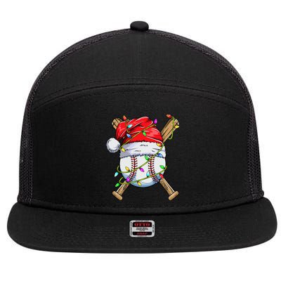 Santa Sports Design For Boy Christmas Baseball Player 7 Panel Mesh Trucker Snapback Hat