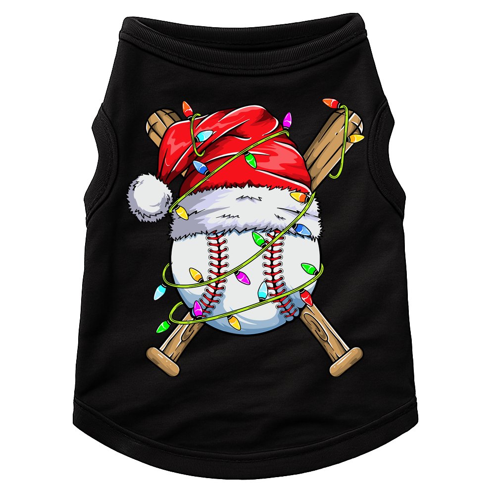Santa Sports Design For Boy Christmas Baseball Player Doggie Tank