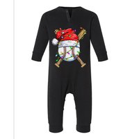 Santa Sports Design For Boy Christmas Baseball Player Infant Fleece One Piece