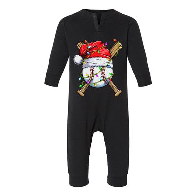 Santa Sports Design For Boy Christmas Baseball Player Infant Fleece One Piece