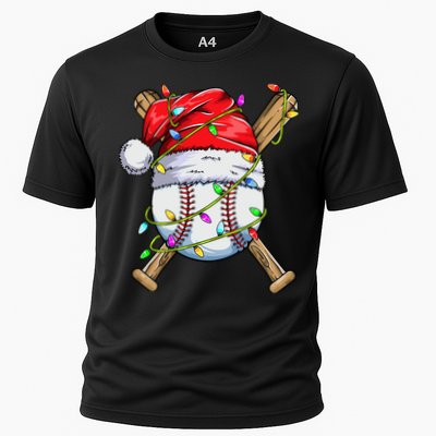 Santa Sports Design For Boy Christmas Baseball Player Cooling Performance Crew T-Shirt