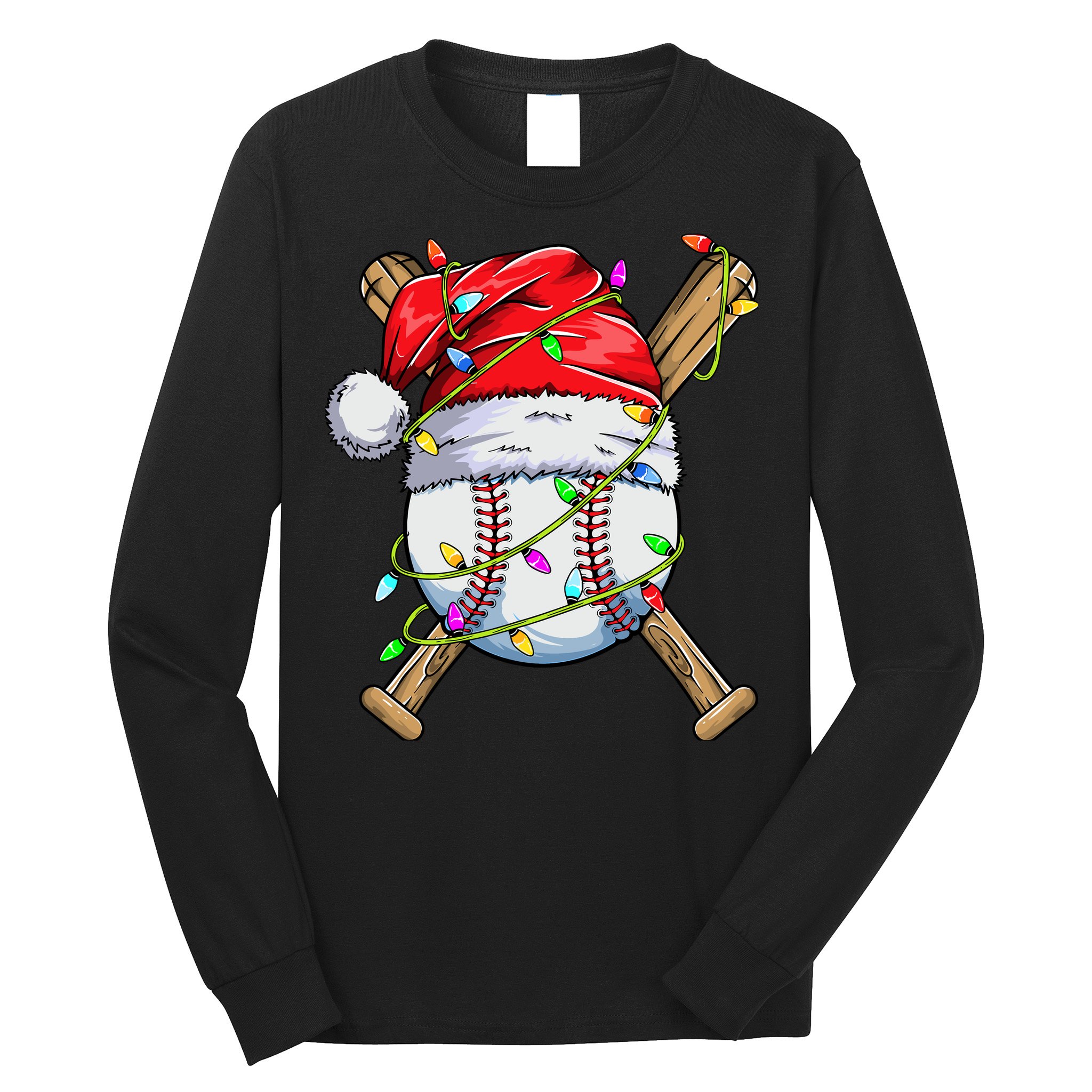 Santa Sports Design For Boy Christmas Baseball Player Long Sleeve Shirt