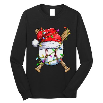 Santa Sports Design For Boy Christmas Baseball Player Long Sleeve Shirt